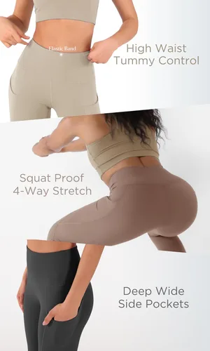 Vista 6 de ODODOS Women's High Waisted Yoga Leggings with Pockets, Tummy Control Non See Through Workout Athletic Running Yoga Pants