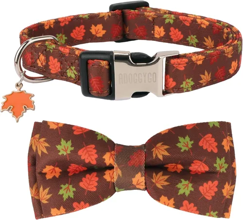 Vista 12 de ADOGGYGO Collar de perro floral con lazo, hebilla de metal, collar ajustable con lazo floral de rosa roja para perros extra pequeños (XS)
