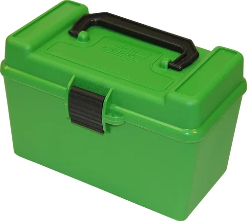 MTM H50-R-MAG Caja de munición para rifle de lujo de 50 rondas, 300 Win Mag 30-30 375 H&H 7mm Rem Mag, Verde