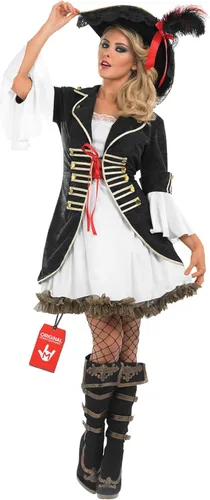 fun shack Pirate Costume Women's Deluxe Buccaneer Outfit with Corset Jacket, Dress, Hat