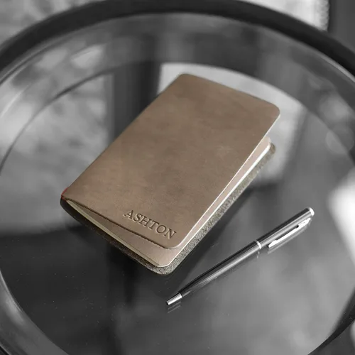 Vista 3 de Personalized Refillable Leather Notebook Cover – Includes Paper – Fits 4" x 5.75" Field Notes – Monogrammed Leather Journal – Custom Gift – Handmade