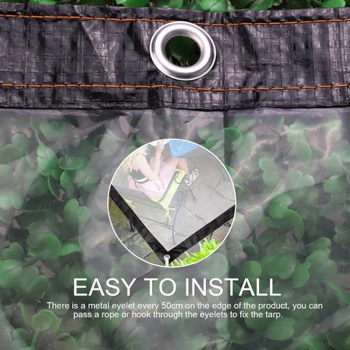 Vista 6 de Lrnn Lona transparente impermeable de 5 x 5 pies, lona de plástico resistente con ojales, lona a prueba de polvo a prueba de lluvia para muebles