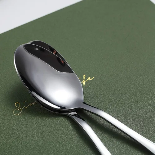 Vista 5 de Kyraton - 6 cucharas de mesa de acero inoxidable de 7.5 pulgadas, cucharas de sopa, cucharas de postre, cubiertos para lavavajillas, juego de 6