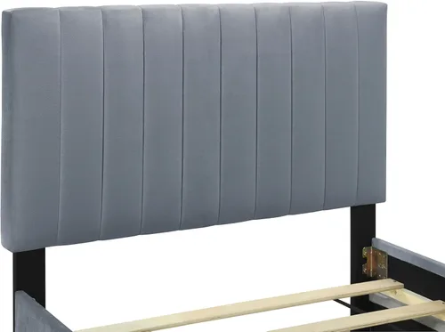 Vista 185 de SOFTSEA Cama de plataforma tapizada tamaño Queen con cajón de almacenamiento, marco de cama tapizado con cabecera con respaldo de alas, soporte