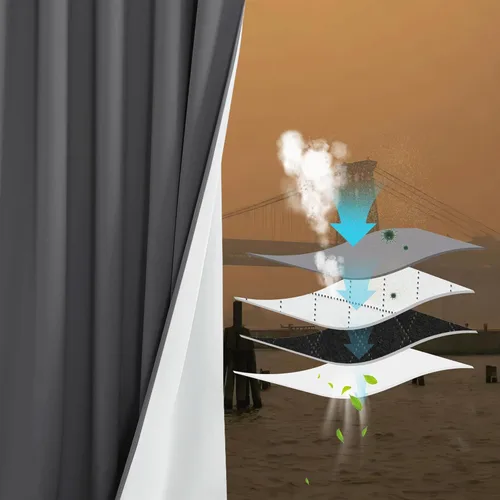 NICETOWN Cortinas opacas 4 en 1 con aislamiento térmico de partículas PM2.5 con pestaña trasera y bolsillo para barra, cortinas resistentes con