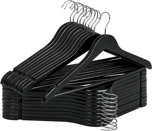 Vista 14 de StorageWorks - Paquete de 20 perchas de madera para abrigos, camisas, chaquetas, pantalones y trajes, color cereza oscuro