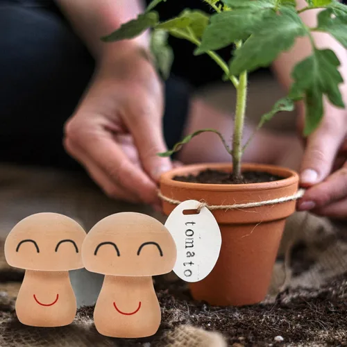 Vista 4 de EXCEART Juego de 30 piezas de hongos de madera naturales sin terminar con formas de hongos, figuras de hongos, mini muñecas de madera para artes