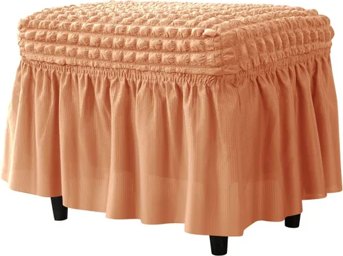 Vista 16 de SZJIAHTM Funda otomana elástica de celosía, funda elástica suave con falda, reposapiés rectangular de poliéster, protector de muebles moderno