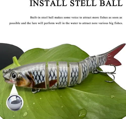 Vista 3 de Señuelo de pesca articulado Crankbait cebo artificial duro 8 segmentos articulado para señuelo de aparejos de pesca
