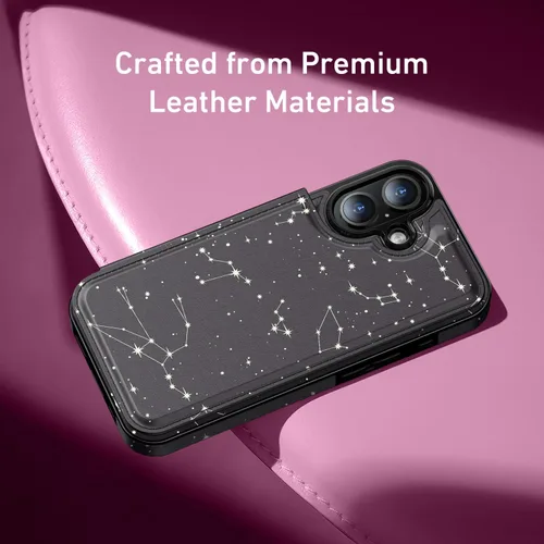Vista 18 de LETO para iPhone 15 Pro Funda tipo cartera - Tapa tipo folio con patada - Diseños de moda - Tarjetero - Funda protectora para mujeres y niñas - 6.1