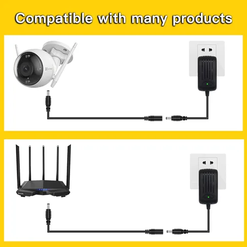 Vista 6 de Adaptador de cable de extensión Dc de 18 AWG, 0.217 in x 0.083 in, cable de extensión de alimentación de 12 V, adaptador de fuente de alimentación