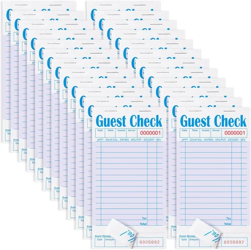 Vista 31 de ZPARIK Libros de cheques de invitados para servidores, bloc de notas de servidor, paquete de 6, papel de color natural, bloc de notas para camarera