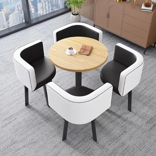 Vista 8 de YVYKFZD Office Reception Room Club Table, Simple Coffee Kitchen Dining Table Set, Round Conference Table, Small Conference Room Tables and Chairs