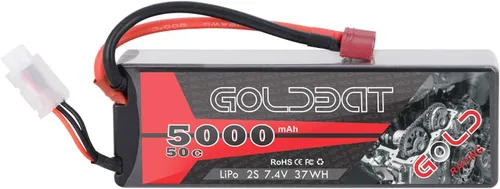 GOLDBAT 2S Lipo Batería 5000mAh 50C 7.4V Pack Hardcase con T Plug para RC Evader BX Car, Traxxas Slash Buggy RC Truggy RC Avión UAV Drone FPV