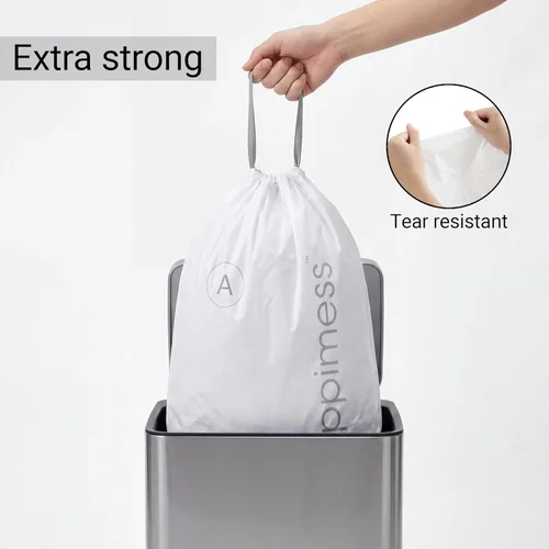 Vista 5 de happimess Bolsas de basura con cordón de 8 galones (30 litros), sin perfume, transparentes, resistentes para cocina y hogar, ajuste personalizado