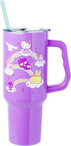 Vista 36 de Silver Buffalo - Vaso de acero inoxidable Bratz con Cloe, Yasmin, Jade y Sasha, con asa y pajilla, compatible con portavasos estándar, 40 onzas