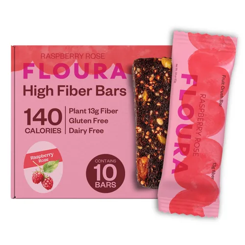 Vista 15 de Floura Barras de fibra Blueberry Matcha Fruit-Forward: altas en fibra, veganas, sin gluten y lácteos, barras de refrigerio saludables bajas