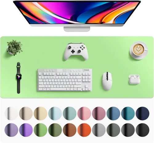 Vista 144 de Aothia Protector de Escritorio de Cuero, Alfombrilla para Ratón, Alfombrilla de Escritorio de Oficina, Secante de Escritorio de Cuero PU