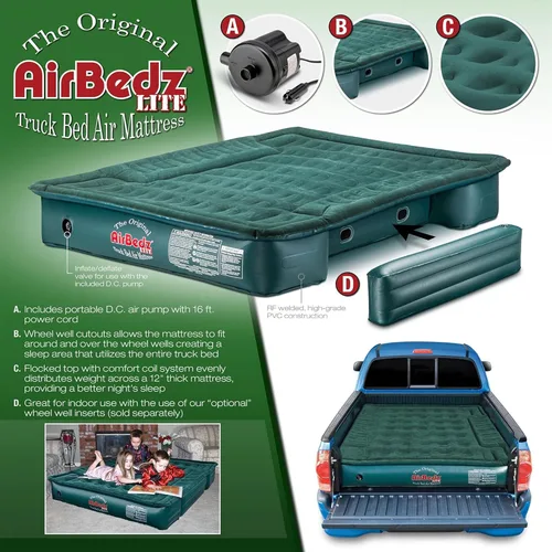 Vista 4 de Pittman Outdoors AirBedz Lite PPI PV202C - Colchón inflable de tamaño completo y corto de 6'-6.5' para cama de camión con bomba de aire DC con cable