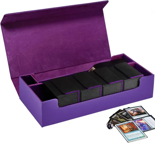 Vista 8 de Estuche de almacenamiento prémium para tarjetas coleccionables TCG, caja con capacidad para más de 800 tarjetas con funda para MTG, YuGiOh, Uno