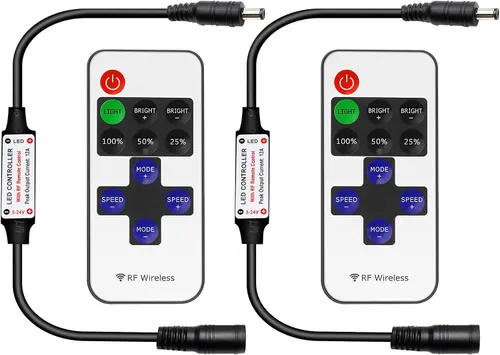 Mini controlador remoto inalámbrico RF para tiras de luces LED de un solo color 3528 5050, control remoto inalámbrico con conector DC, atenuador RF de LEDLightsWorld