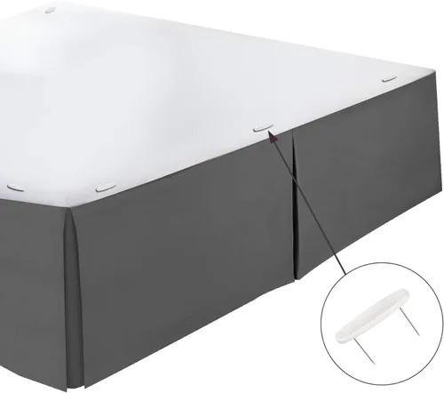 Vista 5 de Clara Clark Falda de cama plisada – Caída a medida de 14 pulgadas – Volantes de microfibra de lujo – Incluye 8 pines, tamaño individual