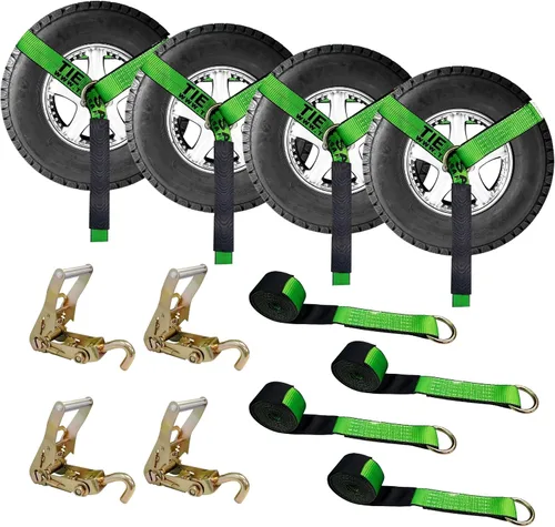 Vista 35 de Mega Cargo Control Correas de Amarre para Automóvil, Paquete de 4 Hebillas de Cola de Cadena de Trinquete G70, Estilo Lazo para Remolques