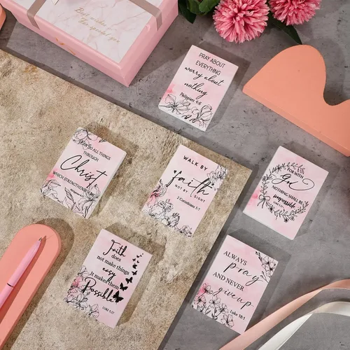 Vista 3 de 6 piezas de versículo bíblico para decoración de pared, mini letrero cristiano de madera para mesa, placas de madera inspiradoras, letreros