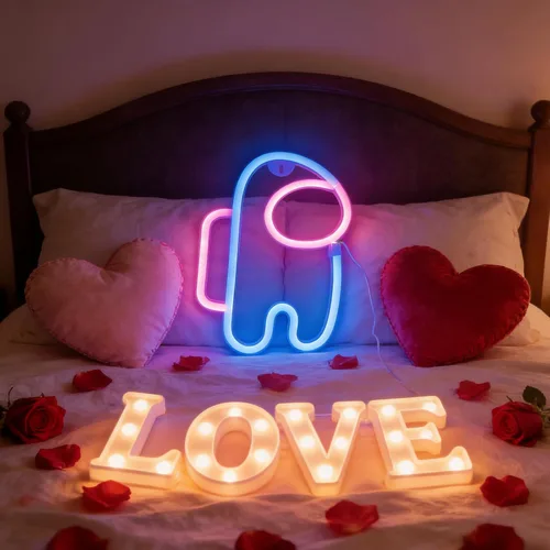 Vista 9 de Nordstylee Luces de neón con forma de astronauta para colgar luces de neón decorativas con USB o pilas para el hogar, dormitorio, bar, restaurante