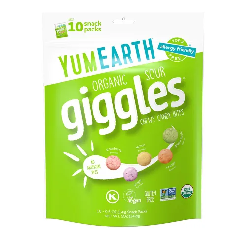 Vista 17 de YumEarth Organic Giggles Caramelos Masticables – Apto para alérgicos, sin colorantes artificiales, sin OGM, sin gluten, sabor a fruta, snacks
