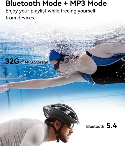 Vista 4 de NANK Runner Diver2 Pro Auriculares de Conducción Ósea, IP69 Impermeables para Natación, Auriculares de Oreja Abierta Inalámbricos Bluetooth 5.4