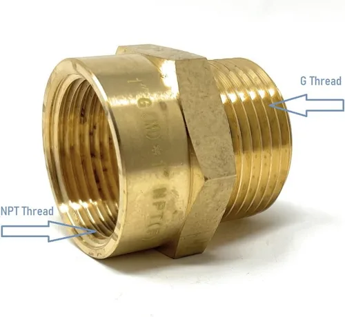 Vista 6 de Cascada Adaptador de latón sin plomo, rosca G BSPP macho a NPT hembra (1" x 1" (1 pieza))