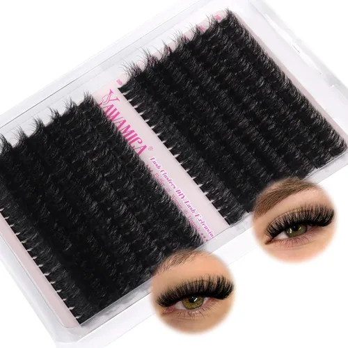 Vista 25 de Yawamica - Extensiones de pestañas en racimo, volumen 100D, 12-20 mm, puntas de 15-21 mm, individuales, estilo manga, tipo hada, efecto wispy