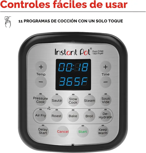 Vista 5 de Instant Pot Duo Crisp - Freidora de aire 11 en 1 y olla eléctrica a presión con tapas para diferentes formas de cocción, freidora de aire