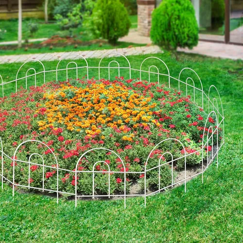 Vista 6 de FOREHOGAR Valla de borde plegable decorativa para jardín, 18 pulgadas x 20 pies, borde de alambre de metal a prueba de óxido, panel de vallas