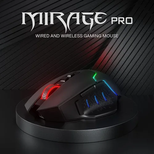 Vista 2 de Redragon M690 PRO Ratón inalámbrico para juegos, ratón para jugadores con cable/inalámbrico de 8000 DPI con tecla de disparo rápido, 8 botones