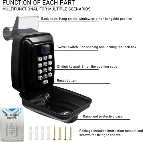 Vista 5 de Caja de bloqueo de llaves de coche SL-591 de actualización, caja de bloqueo de llaves de ventana de coche para Turo, caja de bloqueo de botón