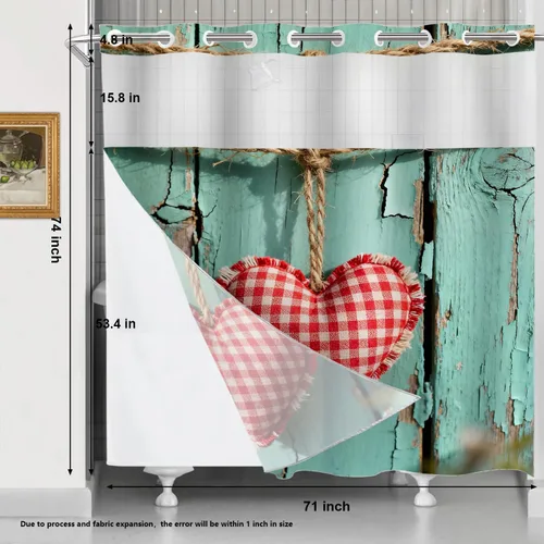 Vista 695 de Shrahala Father and Child Embracing No Hooks Shower Curtain with Snap in Liner Set, Tender Moment Captured Bathroom Décor Polyester Fiber Waterproof