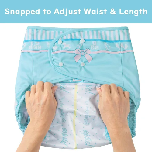 Vista 6 de Littleforbig Lavable Ajustable Reutilizable Tela Impermeable Adulto Pañal Envoltura De La Cubierta De Un Tamaño - Pantalones Para Orinal, Azul