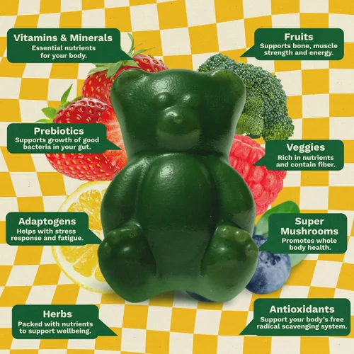 Vista 3 de Grüns Multivitamínico Verdes Adultos + Niños Superalimentos Verdes 2x28 Pack