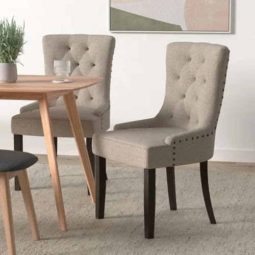 Vista 3 de Acme Furniture Farren - Silla auxiliar en tela beige y acabado espresso