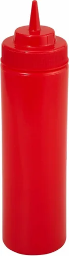 Vista 6 de Winco Juego de botellas exprimibles de 6 piezas, 8 onzas, color rojo, mediano
