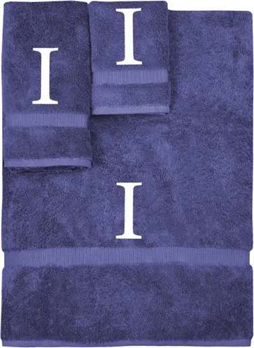 Vista 231 de Juego de toallas con monograma, regalo personalizado, juego de 3 - Letra de bloque dorada bordada en toalla - Extra absorbente 100% algodón turco