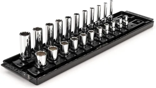 Vista 11 de TEKTON SHD90103 - Juego de llaves de vaso de 12 puntos poco profundas de 1/4 pulgadas con riel, 11 piezas (5/32 - 9/16 pulgadas) SHD90103