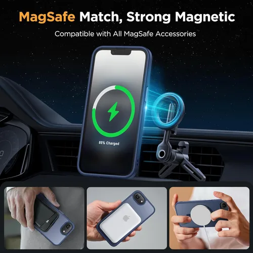 Vista 510 de Miracase - Funda magnética para iPhone 13 de 6.1 pulgadas (compatible con MagSafe) (con 2 protectores de pantalla), protección de grado militar