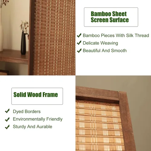 Vista 6 de 3 4 5 6 7 8 Panels Room Separator Freestanding Wall Divider for Office/Bedroom/Hotel, Foldable Room Divider Partition Privacy Screen, Wood