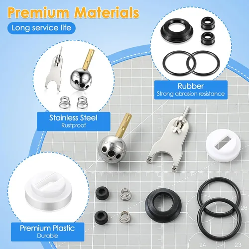 Vista 5 de Dreyoo Kit de reparación de grifo de un solo mango con válvulas de bola de acero inoxidable RP212 y manijas de perilla, compatible con grifos
