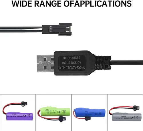 Vista 6 de Fytoo 2PCS 3.7V 500mAh USB Charging Cable with SM-2P Plug Connector for RC Vehicles