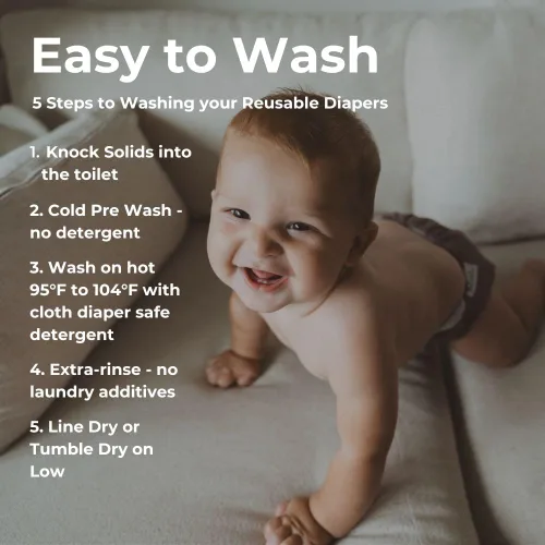 Vista 4 de Nora's Nursery Pañales de bolsillo de tela, paquete de 4 con 4 insertos, funda impermeable, lavable, reutilizable y de tamaño único ajustable