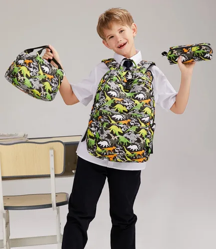 Vista 2 de Ecodudo - Morral ligero para niños y niñas, lindas mochilas escolares con lonchera
